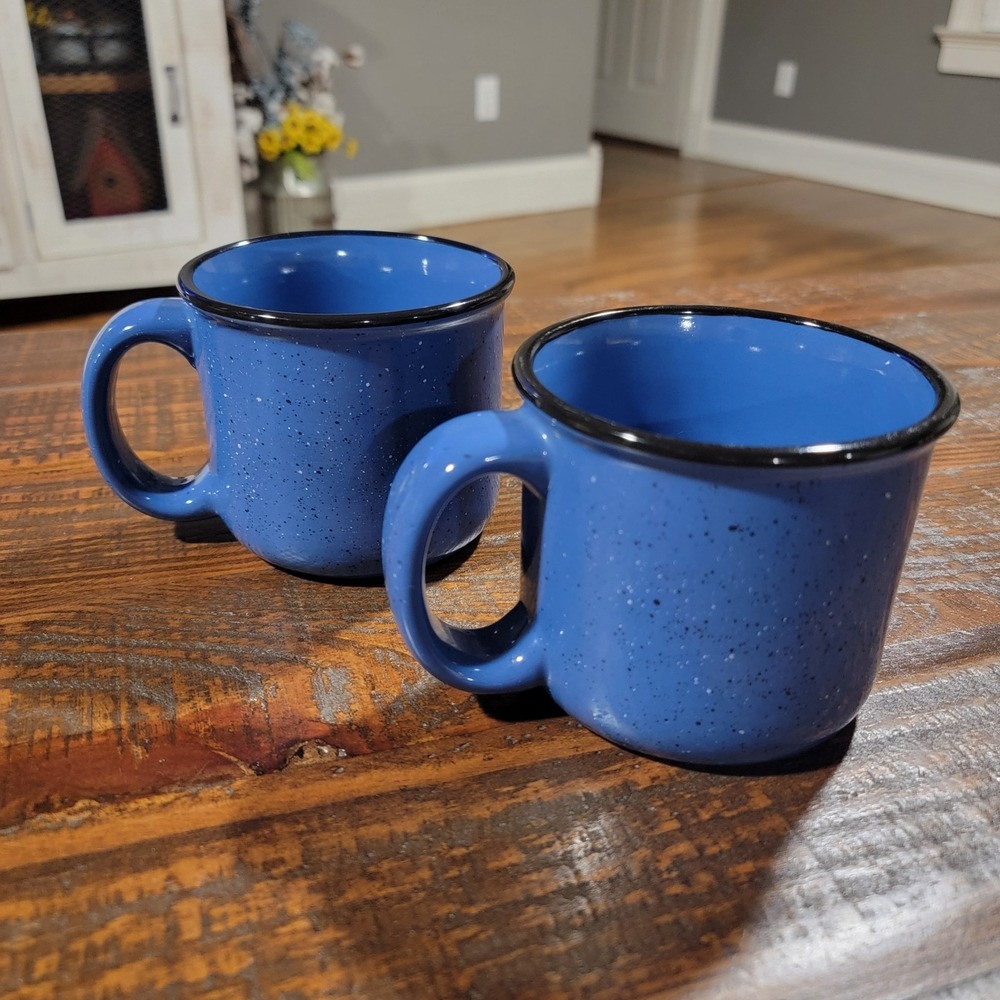 Vintage Marlboro Unlimited Blue Speckled Stoneware Coffee Mug Soup Cup